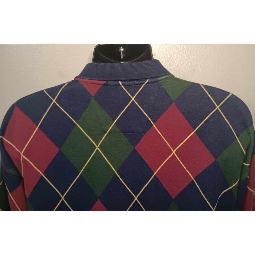 Vintage 90s Nautica Men's XL Polo Rugby Argyle Shirt L/S EUC - Picture 6 of 10